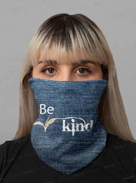 Be Kind, Denim,Suede Look,Neck Gaiter,Multi-functional , Face,Headband,Bandana,Balaclava,Hair Band,Dust Mask,Cute Valentine Gift