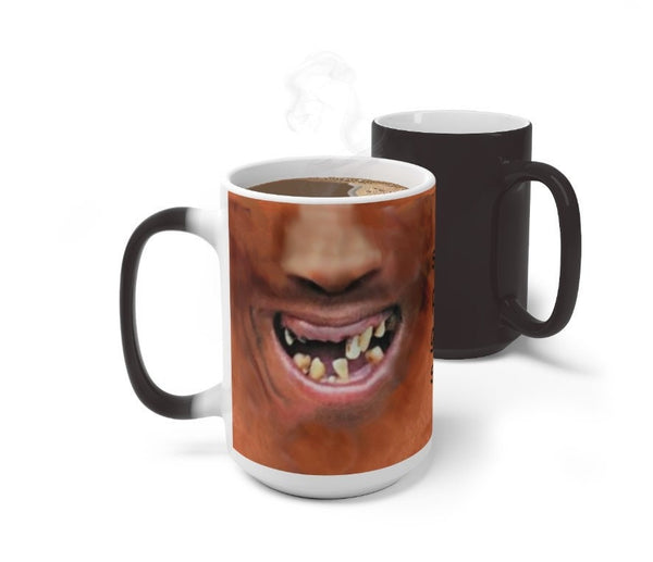 Special Smile, Ugly Face Mask, Teeth Witchy Grin Funny Mug,Sarcastic Quotes Mug/Printed Magic Mug/Color Changing Ceramic Mug, Microwave safe