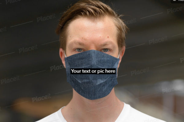 Personalized  Realistic Washable  Fabric Mask for adults,kids. Reusable Washable, Denim look or Blank style