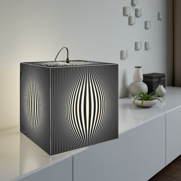 Bulge Optics Hypnotic,Optical/Psychedelic Art Printed Square Cube Lamp/Contemporary/Modern/Trendy Light/Home Decor Gifts, Stackable Lights