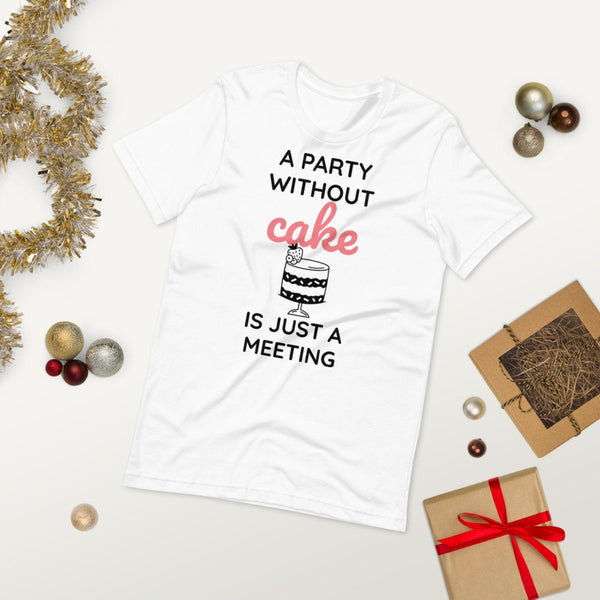 Party without Cake is a Meeting,Kids,Adults,Unisex Lightweight/Black N White Tees, 3D Printed,Christmas/Thanksgiving/Birthday gift
