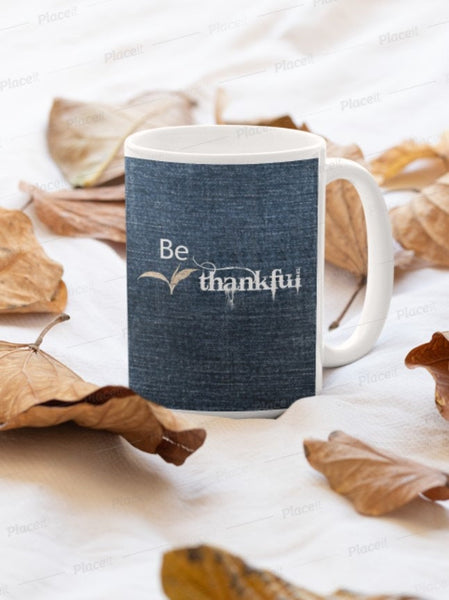 Simply be thankful, Canvas Fabric Look Inspirational Mug,Microwave,Dishwasher  safe,Thanksgiving/graduation/bday/christmas gifts