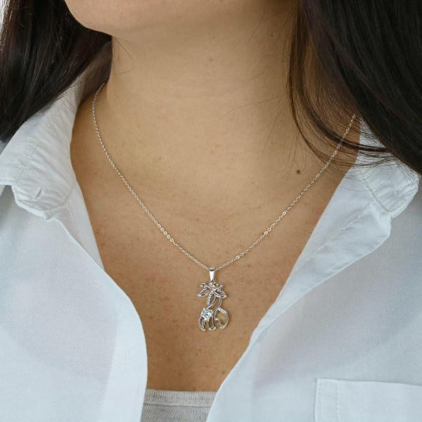 Double Giraffe Pendant Necklace,white or yellow gold, Adjustable Cable Chain,lobster clasp,thanksgiving,christmas,birthday,graduation gifts