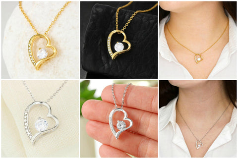 Dancing Heart Pendant Necklace,white or yellow gold, Graduation Gift,Mother&#39;s Day Gift,Birthday Gift,Engagement Gift,Gifts for her/Fiancee
