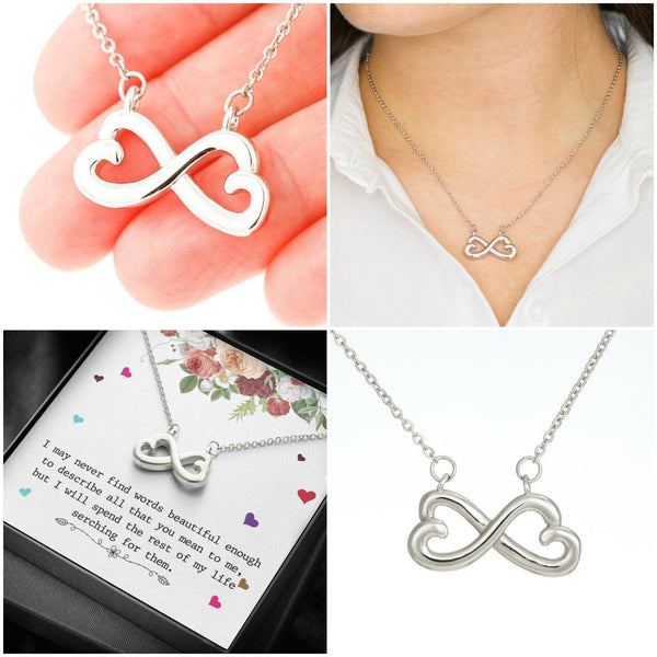 Infinity Hearts Pendant Necklace,white gold,yellow gold, Graduation Gift,Mother&#39;s Day Gift,Birthday Gift,Engagement Gift,Girlfriend Gift