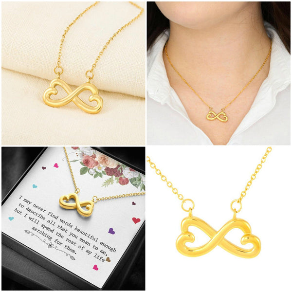 Infinity Hearts Pendant Necklace,white gold,yellow gold, Graduation Gift,Mother&#39;s Day Gift,Birthday Gift,Engagement Gift,Girlfriend Gift