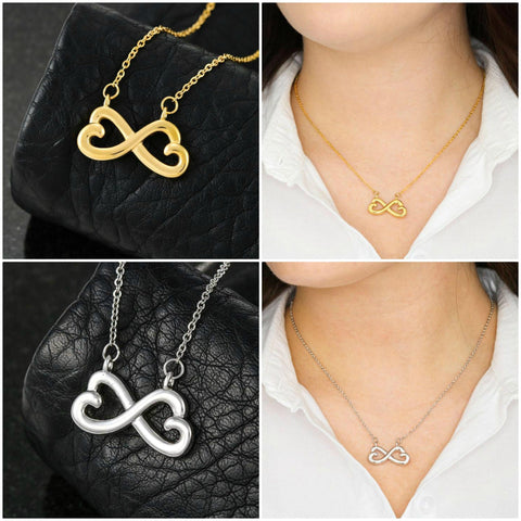 Infinity Hearts Pendant Necklace,white gold,yellow gold, Graduation Gift,Mother&#39;s Day Gift,Birthday Gift,Engagement Gift,Girlfriend Gift