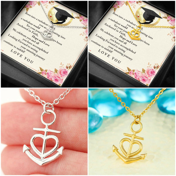Anchored Heart Pendant Necklace,S.Steel,yellow gold, Graduation Gift,Mother&#39;s Day Gift,Birthday Gift,Engagement Gift,Engagement Gifs For her