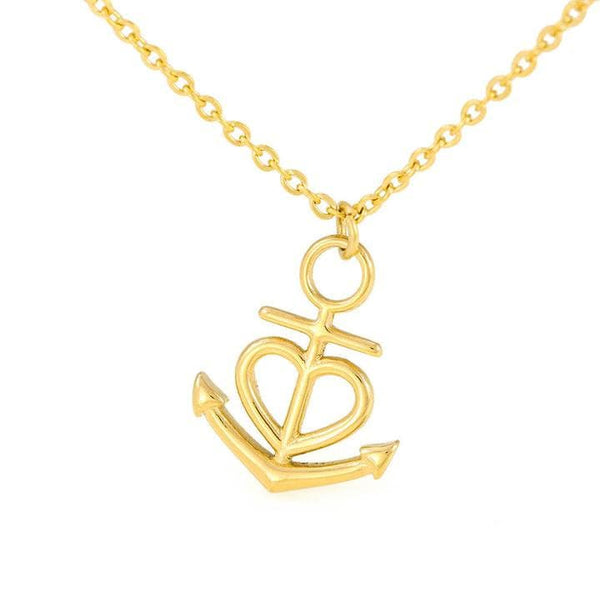 Anchored Heart Pendant Necklace,S.Steel,yellow gold, Graduation Gift,Mother&#39;s Day Gift,Birthday Gift,Engagement Gift,Engagement Gifs For her