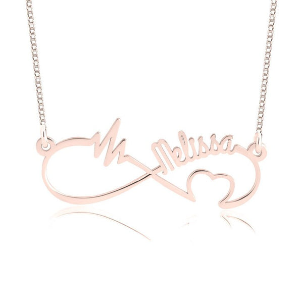 Personalized Infinity Heartbeat Necklace-925 Silver,24K Gold/Rose Gold,Valentine&#39;s Day gift,Birthday gift,Mother&#39;s Day Gift,gifts for her