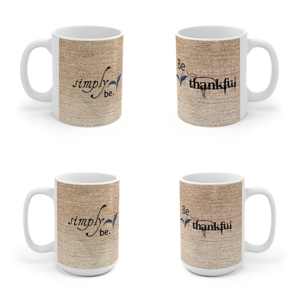 Simply be thankful, Canvas Fabric Look Inspirational Mug,Microwave,Dishwasher  safe,Thanksgiving/graduation/bday/christmas gifts