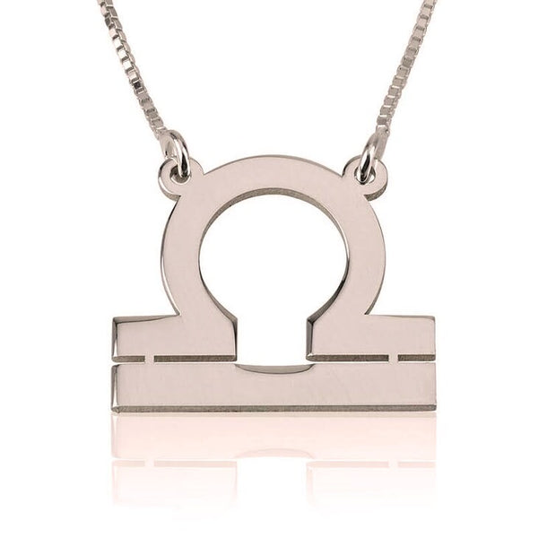 Libra Zodiac Sign Pendant Necklace - Sterling Silver,24K Gold/Rose Gold Plating, Valentine/Birthday/Anniversary/Friends Gift