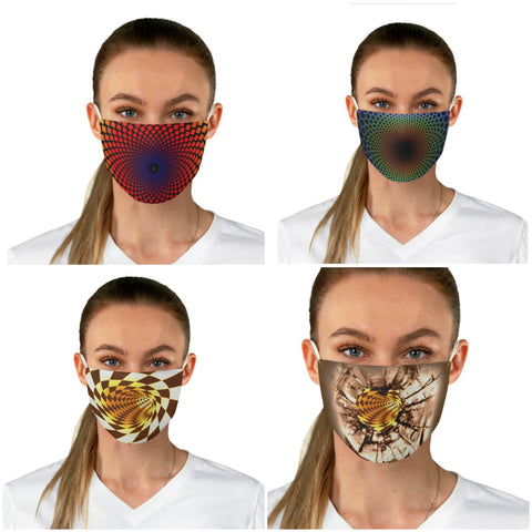 4 Red Green Gold Checker Vortex Illusion Optics Hypnotic Face Mask  Realistic  Fabric Mask for adults,kids. Washable,Funny Valentine&#39;s Gift