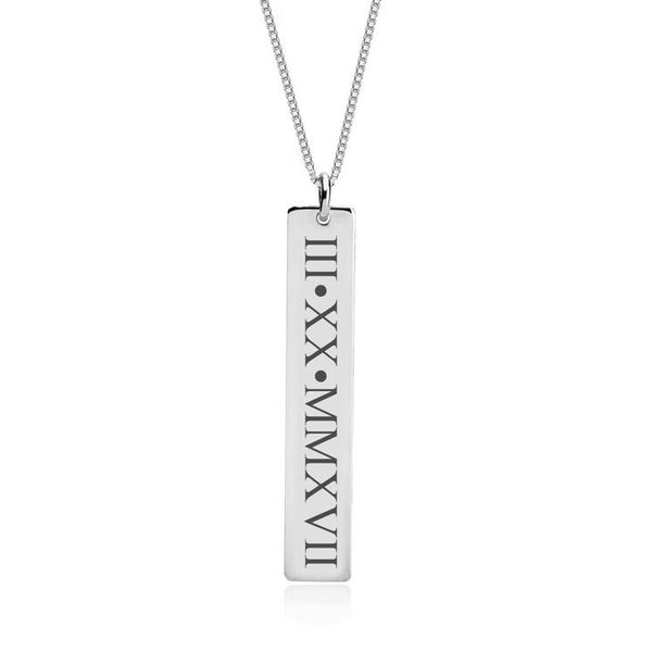 Totem Pole Roman Numerals Pendant Necklace-Sterling Silver,24K Gold/Rose Gold,,lobster clasp,Valentine/Thanksgiving/Birthday