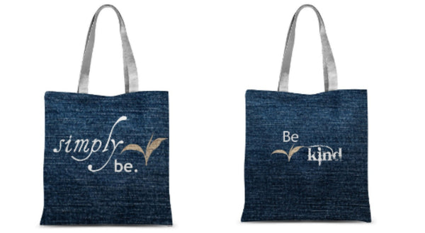 2side Printed Classic Tote Bag, printed Simply Be Kind, Christmas,Thanksgiving/Birthday/Anniversary/Holiday gift/Denim/Suede Look