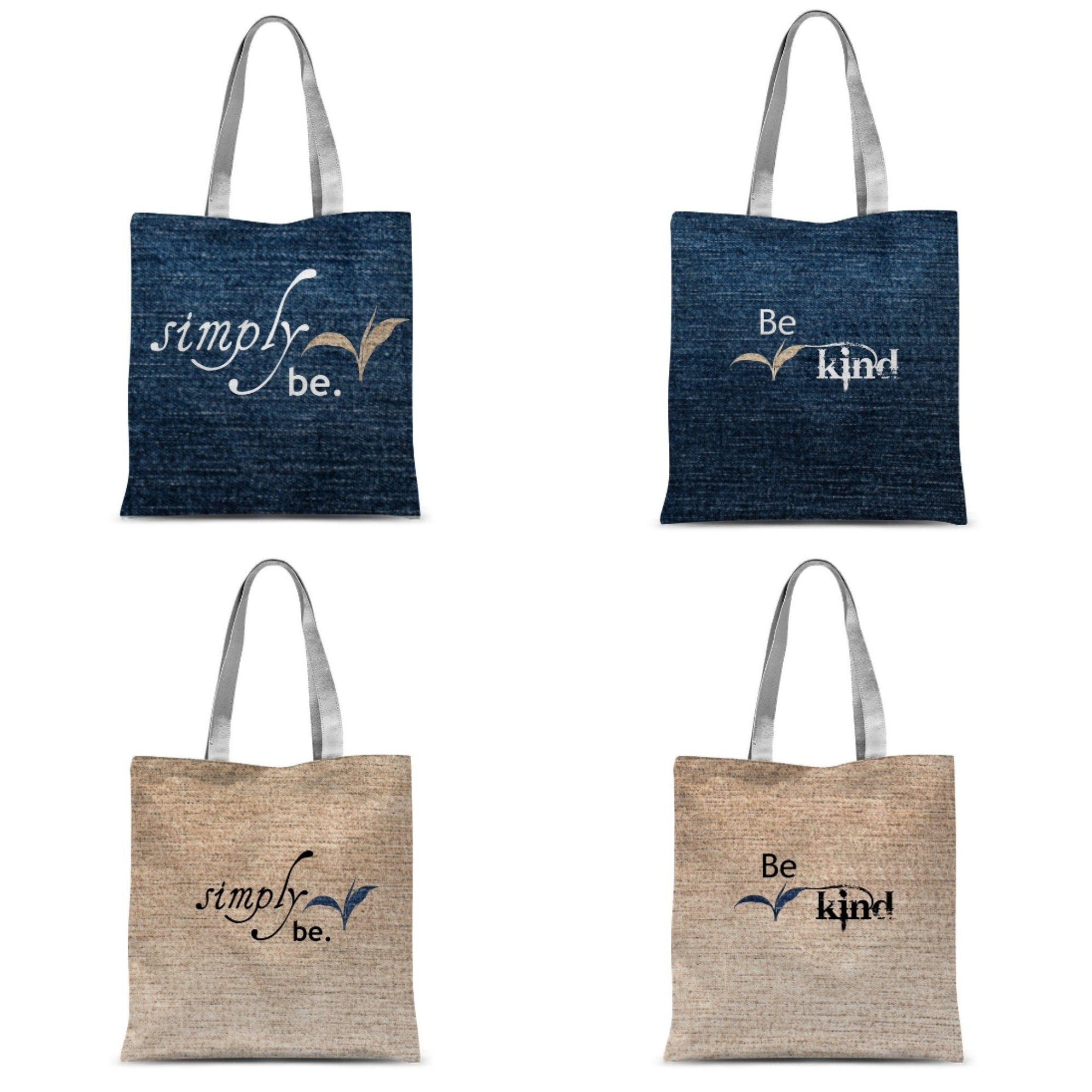 2side Printed Classic Tote Bag, printed Simply Be Kind, Christmas,Thanksgiving/Birthday/Anniversary/Holiday gift/Denim/Suede Look