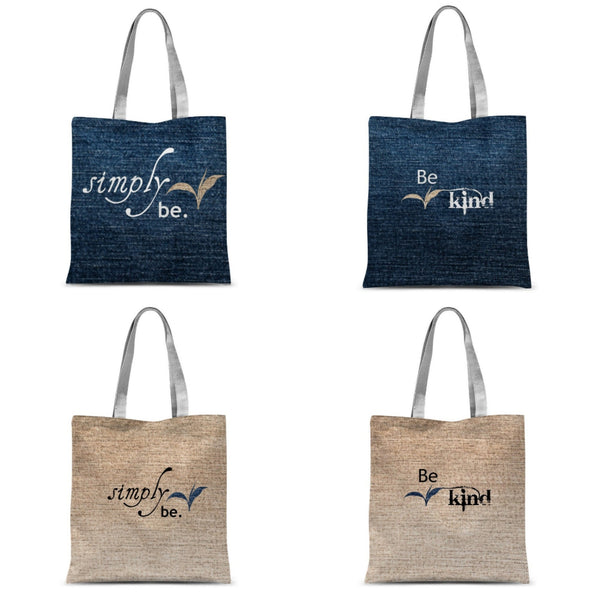 2side Printed Classic Tote Bag, printed Simply Be Kind, Christmas,Thanksgiving/Birthday/Anniversary/Holiday gift/Denim/Suede Look
