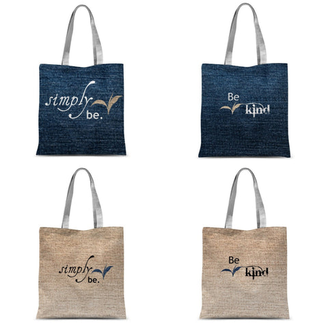 2side Printed Classic Tote Bag, printed Simply Be Kind, Christmas,Thanksgiving/Birthday/Anniversary/Holiday gift/Denim/Suede Look