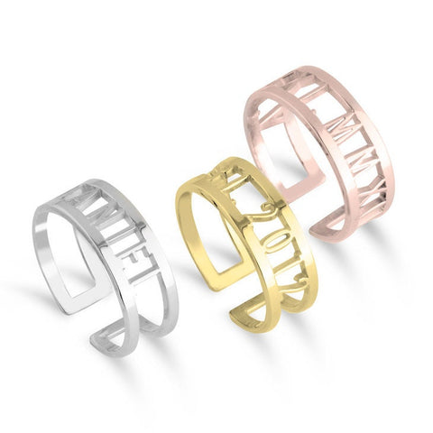 Personalized Cutout Ring,925 Silver,24K Gold/Rose Gold, Valentine&#39;s Day gift,Birthday gift,Mother&#39;s Day Gift,gifts for her,gifts for him
