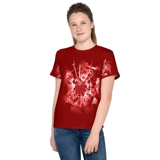 Red Abstract Vortex Adult,Youth/Kids Unisex Lightweight T-shirt,  3D Printed,Anti Covid,Christmas/Thanksgiving/Birthday/Graduation gift