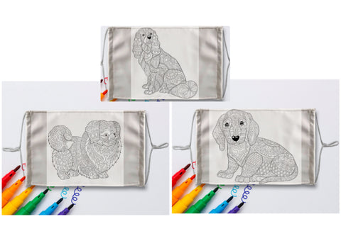3-Style Doggy DIY Kit Coloring Face Mask with a Pack of 8 Coloured Fabric Textile Markers, Thoughtful Funny Valentine&#39;s Gift