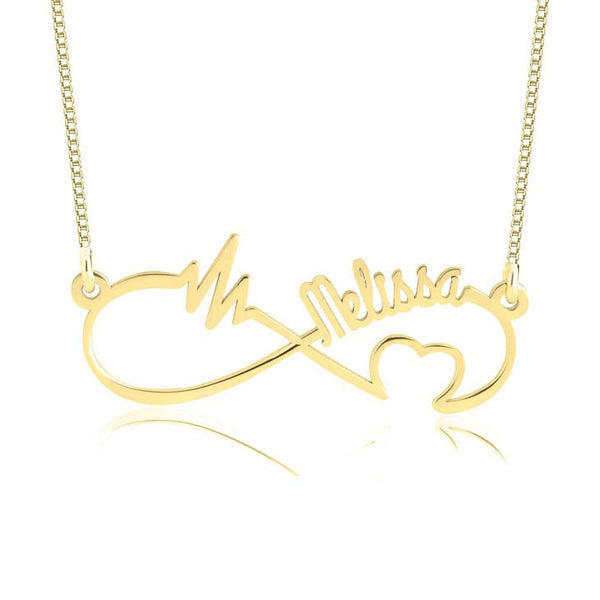 Personalized Infinity Heartbeat Necklace-925 Silver,24K Gold/Rose Gold,Valentine&#39;s Day gift,Birthday gift,Mother&#39;s Day Gift,gifts for her