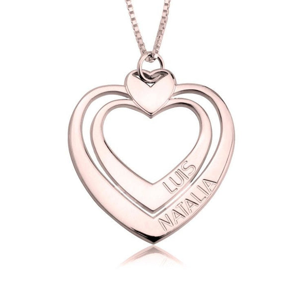 Personalized Engraved Heart Pendant Necklace,925 Silver,24K Gold/Rose Gold,Valentine&#39;s Day gift,Birthday gift,Mother&#39;s Day Gift,gift for her