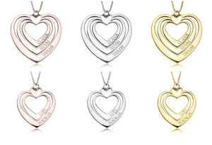 Personalized Engraved Heart Pendant Necklace,925 Silver,24K Gold/Rose Gold,Valentine&#39;s Day gift,Birthday gift,Mother&#39;s Day Gift,gift for her