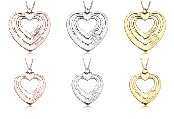 Personalized Engraved Heart Pendant Necklace,925 Silver,24K Gold/Rose Gold,Valentine&#39;s Day gift,Birthday gift,Mother&#39;s Day Gift,gift for her