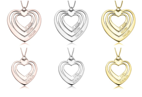 Personalized Engraved Heart Pendant Necklace,925 Silver,24K Gold/Rose Gold,Valentine&#39;s Day gift,Birthday gift,Mother&#39;s Day Gift,gift for her