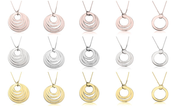 1-5 Disc Pendant Necklace,Sterling Silver,24K Gold/Rose Gold Plating/Valentine&#39;s Day gift,Birthday gift,Mother&#39;s Day Gift,gifts for her