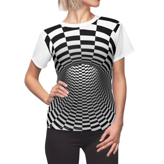 Checker Vortex Kids,Adults T-Shirt Optical illusion,Black/White Hypnotic Unisex T-shirt, Thanksgiving/bday/christmas gift