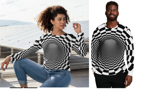 Checker Vortex Sweatshirt Unisex, Adults,Kids, Christmas/Birthday/Anniversary/Graduation/Homecoming/Friends/Couples/All Occasion  Gift
