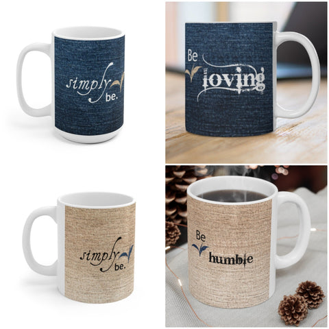 Simply be loving, Canvas,Denim Look Inspirational Mug,Microwave/Dishwasher  safe,Thanksgiving/graduation/bday/christmas gifts