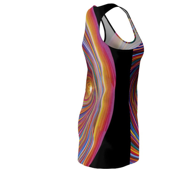 Rainbow Vortex Women&#39;s Racerback Dress, Optical illusion Art Dress, Sleeveless A-line dress, Gifts for Her, Op Art Dress, Cute Sporty Dress