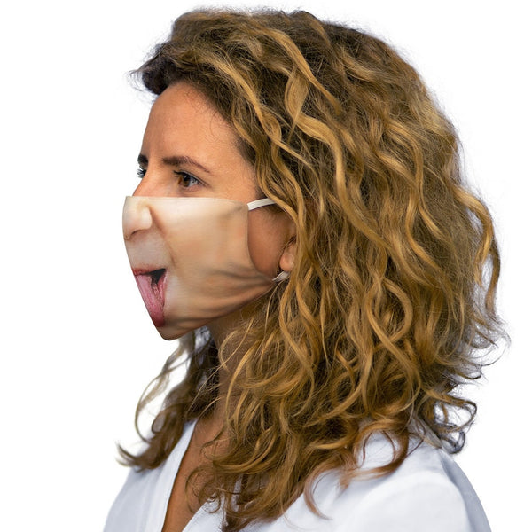 Sticky Tongue Out,Realistic Face Mask,Light,Medium,Dark  ,Adults,kids,Washable,Adjustable strap,fitted Nose wire,Funny Valentine Gifts
