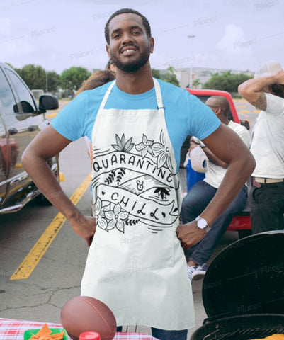 Quarantine & Chill Apron, Quarantine Apron, Cute Gifts for Her/Him,Christmas/Thanksgiving/Housewarming/Birthday Gift, Valentine Gift