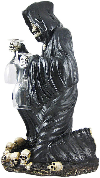 Halloween Decor Wine+Glass Holder,Grim Reaper skull,Housewarming Gift,Birthday Gift,Home Decor Gift,Gameroom gift,Gamers gift,Wine lovers