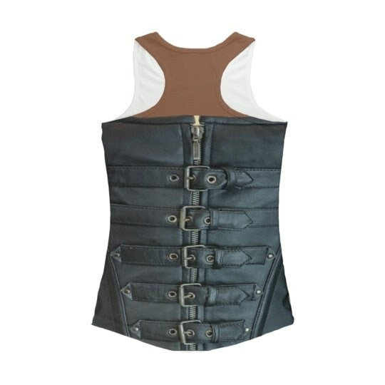Leather Corset look Printed Tank Top, Women Casual wear,Light,Medium/Dark  ,Christmas/Thanksgiving/Birthday/Graduation/Any occasiom gift