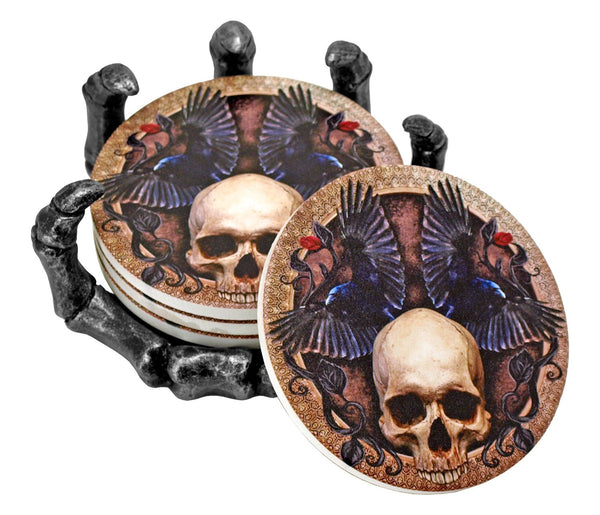 Skeleton Hand 4pc Coaster set,Halloween gift,Halloween decor,funny Birthday gift,Housewarming gift,Gamer gift, gifts for him, gameroom gift