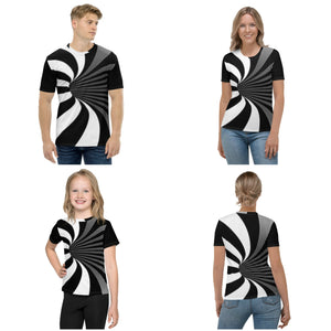 Linear Vortex T-shirt, Optical illusion, Hypnotic,black & white Unisex, Adults,Kids, Christmas/Thanksgiving/Birthday/Anniversary/LGBTQ Gifts