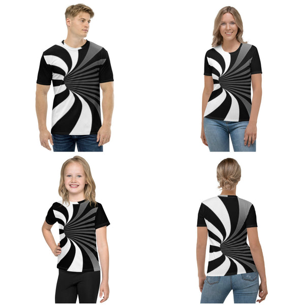Linear Vortex T-shirt, Optical illusion, Hypnotic,black & white Unisex, Adults,Kids, Christmas/Thanksgiving/Birthday/Anniversary/LGBTQ Gifts