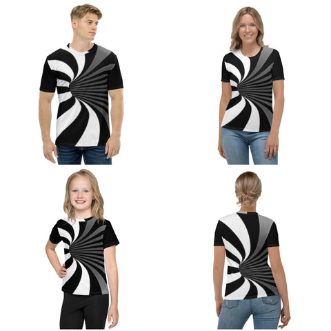 Linear Vortex T-shirt, Optical illusion, Hypnotic,black & white Unisex, Adults,Kids, Christmas/Thanksgiving/Birthday/Anniversary/LGBTQ Gifts