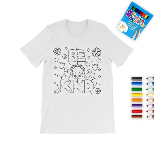 Be Kind Coloring T-Shirt, Unisex, Be Kind pattern, Kids,Adults, Stay home/Christmas/Birthday/Anniversary Gift