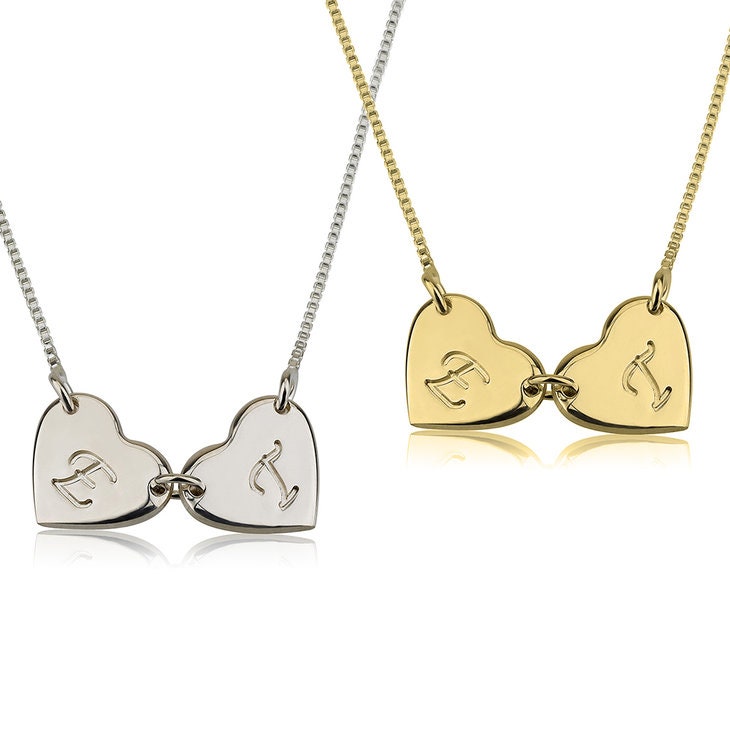 Engraved Initials Heart Necklace,925 Silver,24K Gold/Rose Gold Plating,Valentine&#39;s Day gift,Birthday gift,Mother&#39;s Day Gift,gifts for her