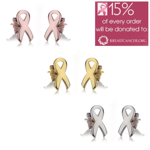 Pink Ribbon Ear Rings,Silver,24K Gold/Rose Gold,Mother&#39;s Day gift,Birthday gift,Cancer Survivor gifts,Breast Cancer Support Pink ribbon gift