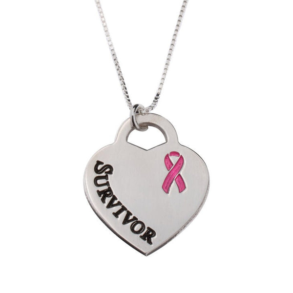 Survivor Heart Necklace, Silver,24K Gold/Rose Gold,Mother&#39;s Day gift, Birthday gift,Cancer Survivor gifts,Support Pink ribbon gift,Aunt Gift