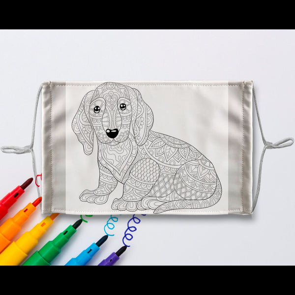 3-Style Doggy DIY Kit Coloring Face Mask with a Pack of 8 Coloured Fabric Textile Markers, Thoughtful Funny Valentine&#39;s Gift