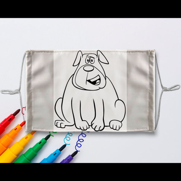 3-Style Pug Dog DIY Kit Coloring Face Mask with a Pack of 8 Coloured Fabric Textile Markers, Thoughtful Funny Valentine&#39;s Gift