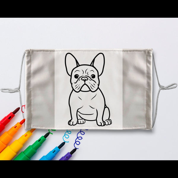 3-Style Pug Dog DIY Kit Coloring Face Mask with a Pack of 8 Coloured Fabric Textile Markers, Thoughtful Funny Valentine&#39;s Gift